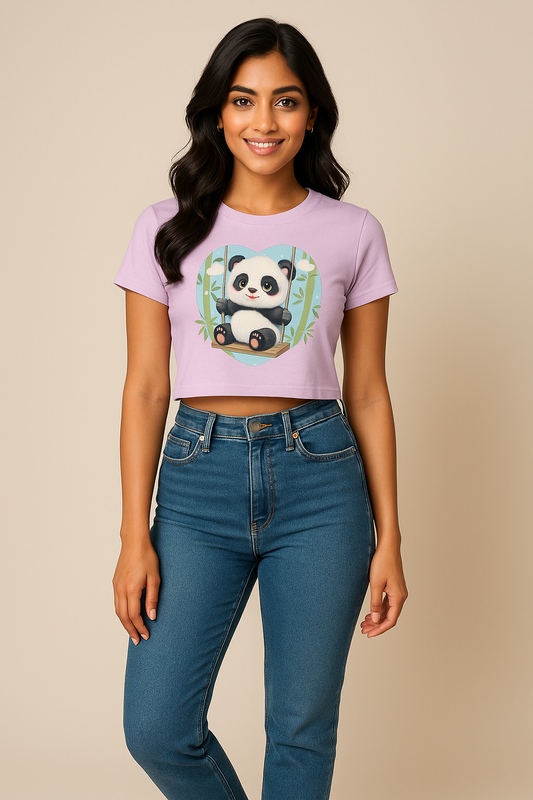 Lavender Panda Swing Cropped Tee