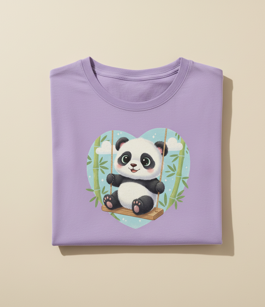 Lavender Panda Swing Cropped Tee