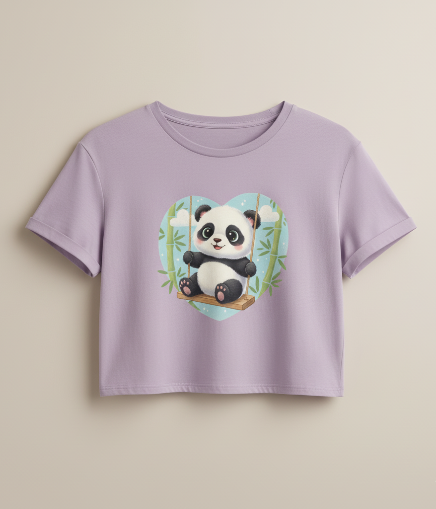 Lavender Panda Swing Cropped Tee