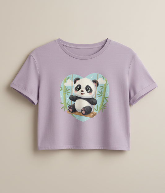 Lavender Panda Swing Cropped Tee